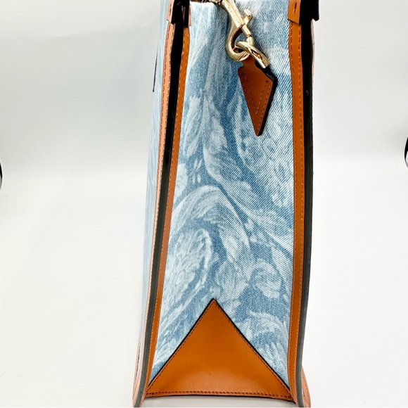 NEW Versace Denim Tote with logo print bag - Picture 4 of 13